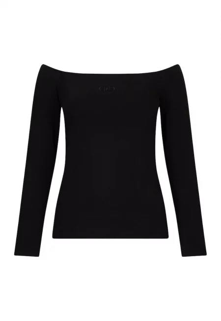 Блуза с голо рамо - Черен