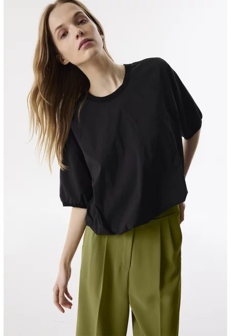 Блуза със средни ръкави - Черен