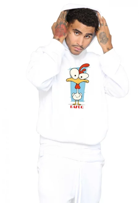 Бяла мъжка качулка - DAFUQ