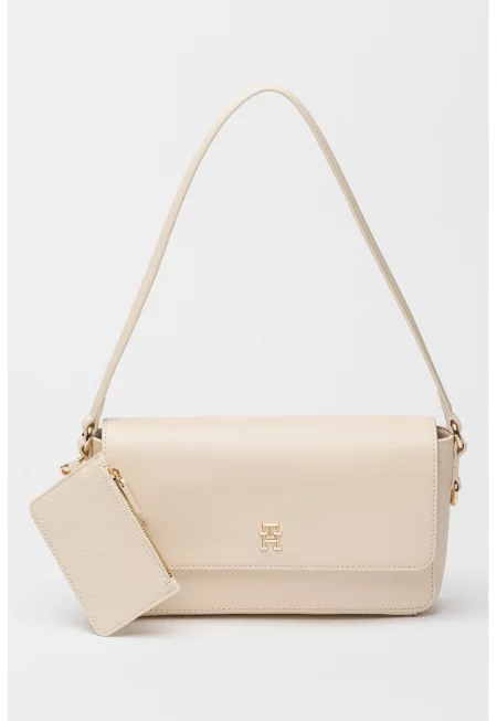 Чанта през рамо Distinct от еко кожа с отделящо се портмоне - Крем