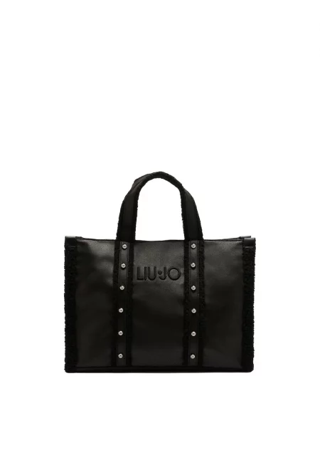 Чанта с релефно лого - Черен