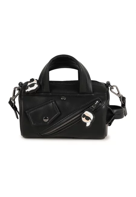 Чанта за рамо с презрамка с лого - Бял/Черен