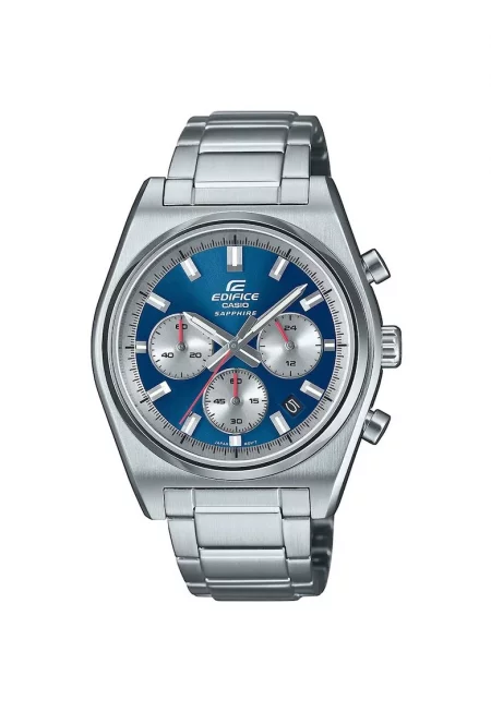Часовник  Edifice EFB-730D-2AVUEF - хронограф - сребрист - син - 10 ATM - кварцов механизъм
