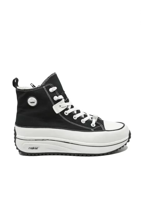 Черни текстилни високи маратонки  RIK90010-00 - Черен