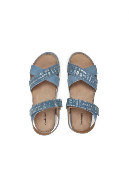 Дамски сандали - 710223-55 - Удобни - Естествена кожа - Светлосин