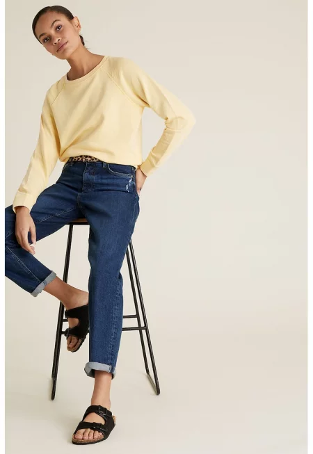 Дънки Boyfriend над глезена - Тъмносин