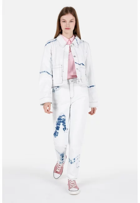 Дънки с принт - Кралско Синьо/Ледено синьо