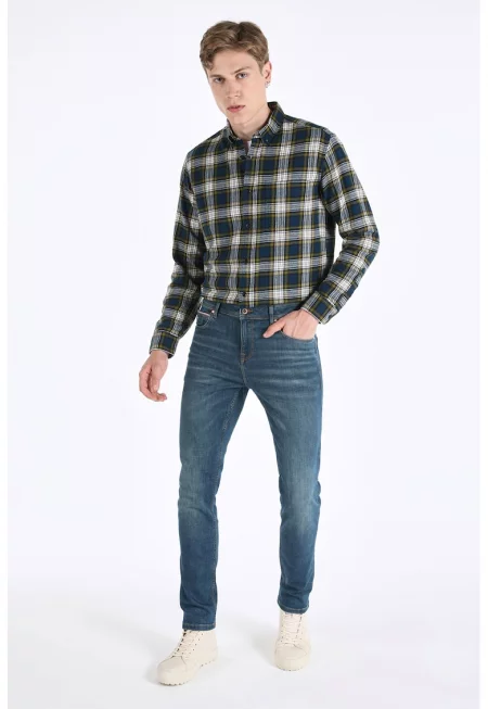 Дънки със захабен ефект - Тъмносин