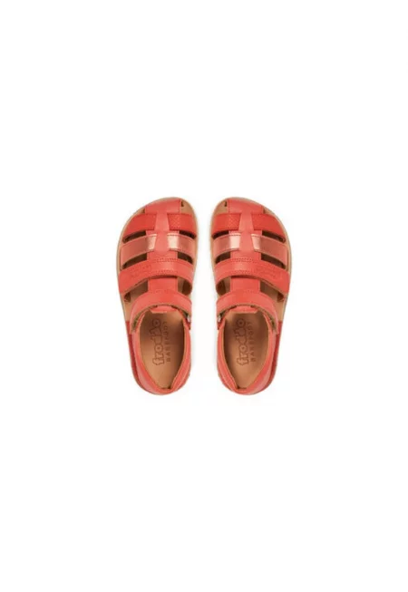 Детски сандали  в коралов цвят - изработени от естествена кожа - Корал