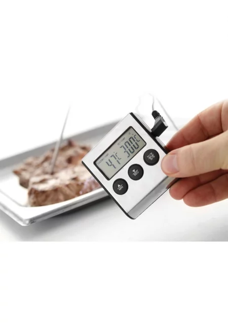 Дигитален термометър с кухненски таймер  Неръждаема стомана