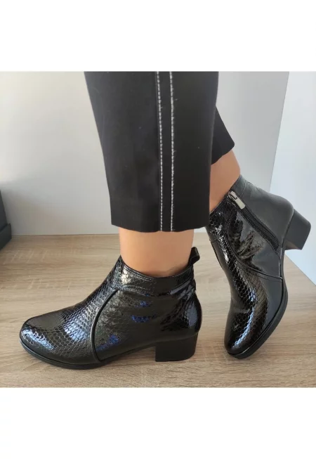 Елегантни дамски боти  336 Black Croco - Черен - кроко