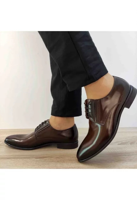 Елегантни мъжки обувки  8573-1376-00S02 кафяво лакирано - кафяво лакирано - Лакирано кафяво
