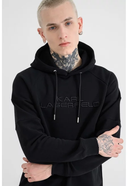 Худи с бродирано лого - Черен