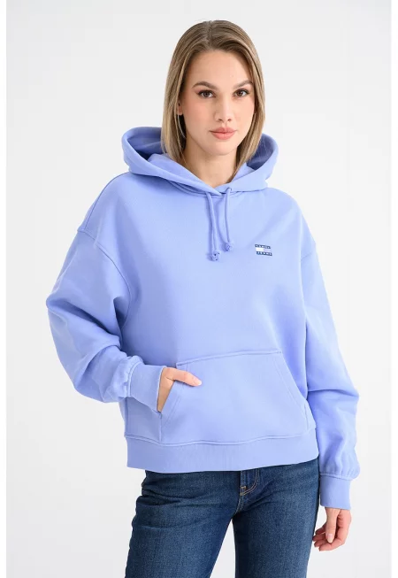 Худи с джоб кенгуру - Пастелносин