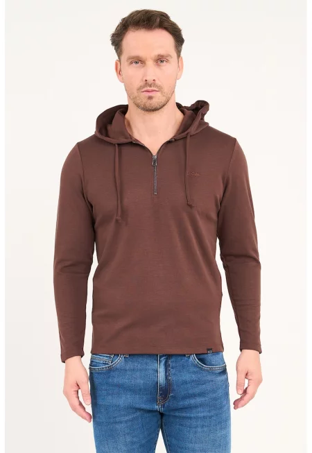 Худи с модал - Кафяв
