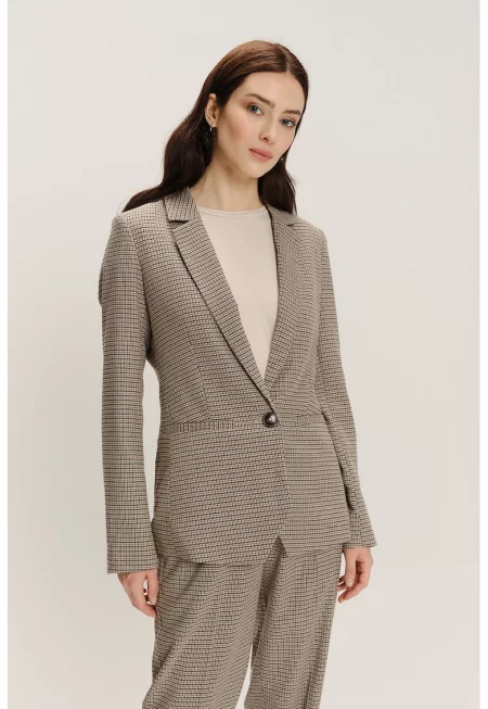 Карирано слим сако - Черен/Бежов