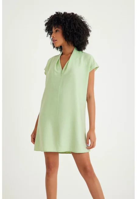 Къса шпиц рокля - Светлозелен
