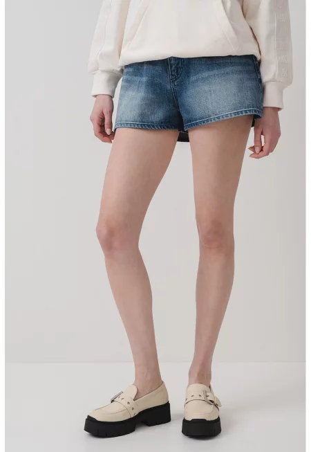 Къси дънки със средна талия - Тъмносин