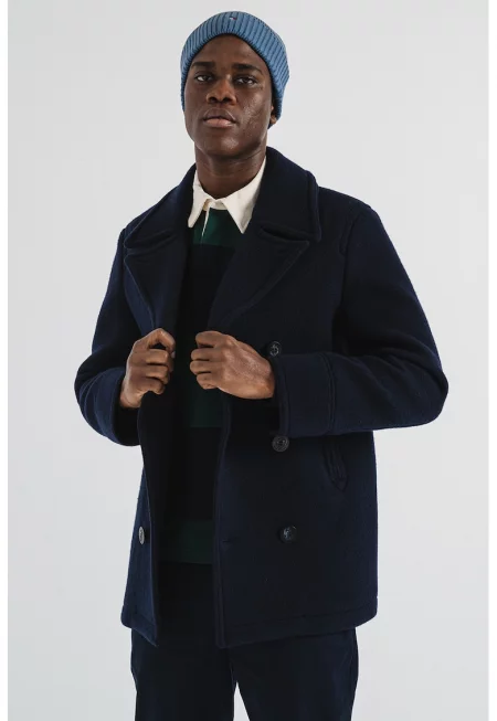 Късо палто с вълна - Ултрамарин синьо