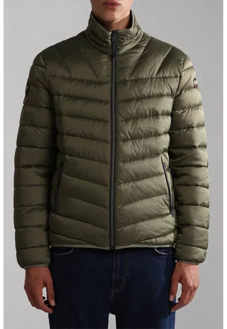 Късо зимно яке с капитониран дизайн - Каки