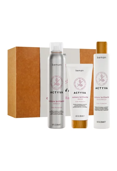 Комплект за боядисана коса  Actyva Colore Brillante: Шампоан 250 мл - Спрей 200 мл - Маска 200 мл