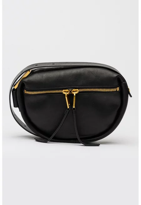 Кожена чанта Noemie Mini с регулируема презрамка - Черен