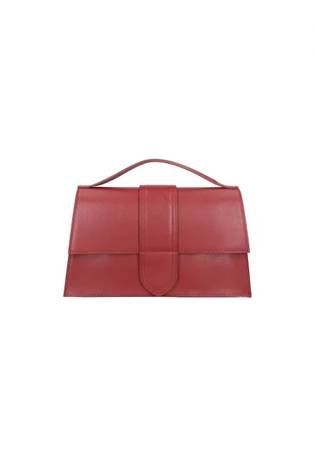 Кожена чанта през рамо - Бордо