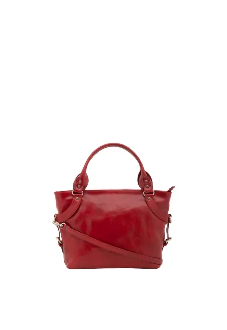 Кожена ръчна чанта - Червен