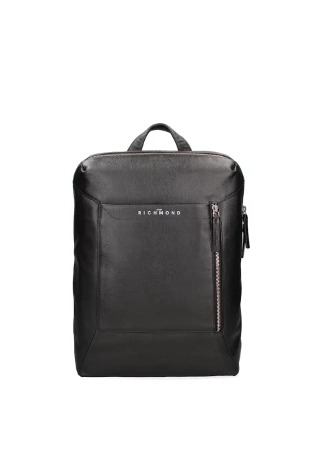 Кожена раница с регулируеми презрамки - Черен