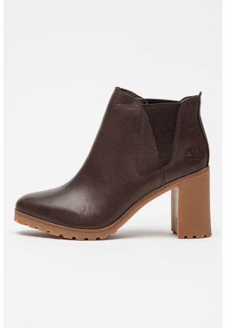 Кожени боти Allington с текстил - Коняк кафяв