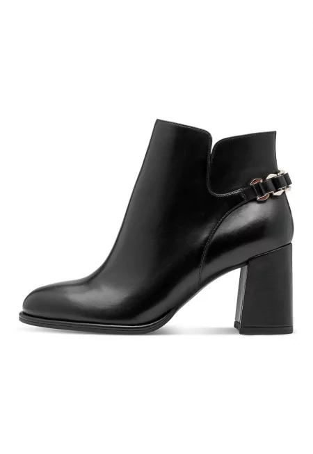 Кожени боти с ток - Черен