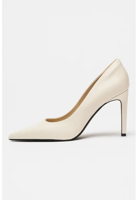 Кожени обувки стилето Pump 90 - Крем