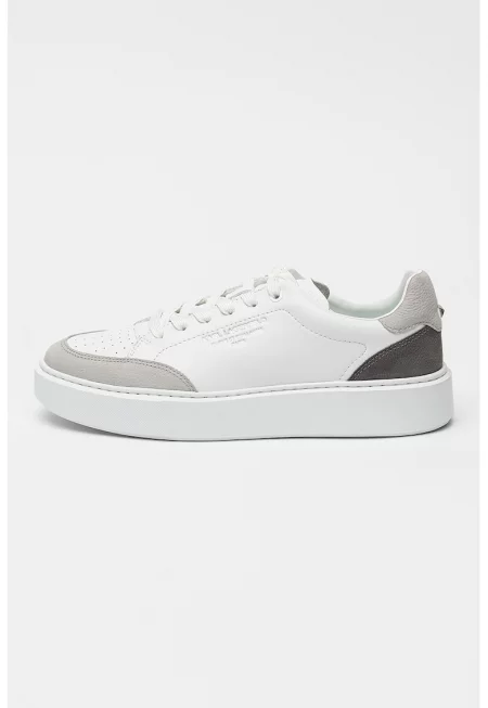 Кожени спортни обувки Maxi Kup - Бял/Пепеляво сиво