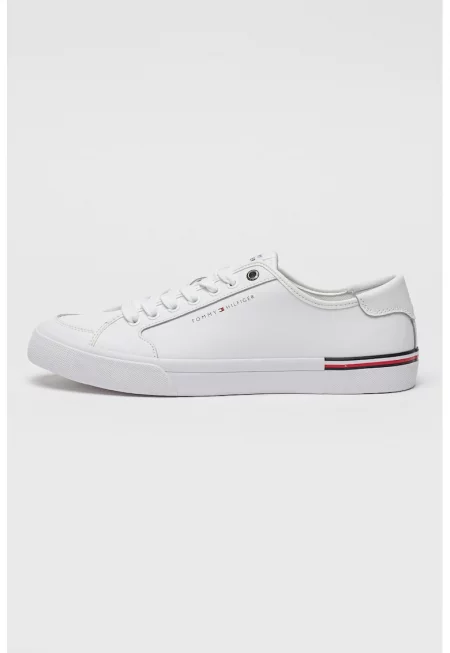 Кожени спортни обувки с лого - Червен/Черен/Бял