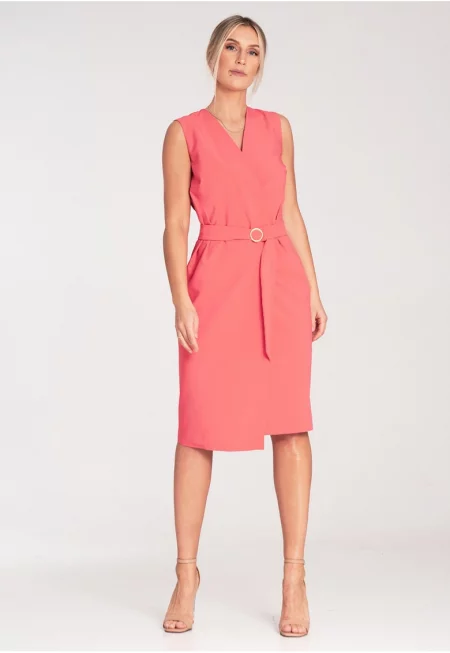 Миди рокля  с колан - полиестер