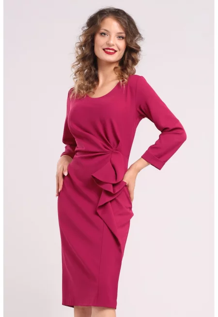 Миди рокля с набирания и дипли