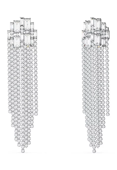 Обеци с циркони - Сребрист