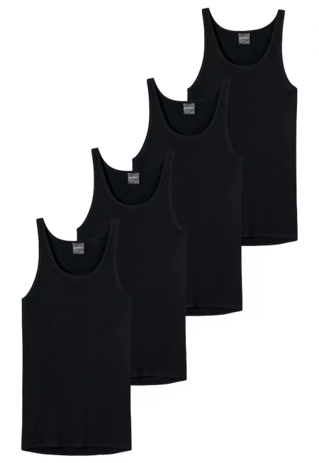Памучен топ Feinripp - 4 броя - Черен