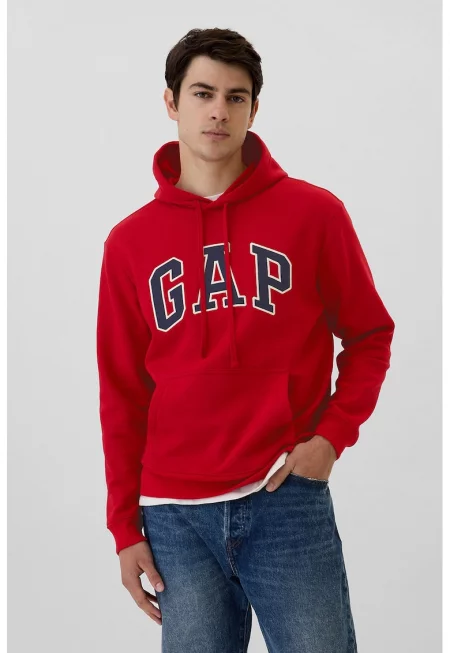 Памучно худи с лого - Червен