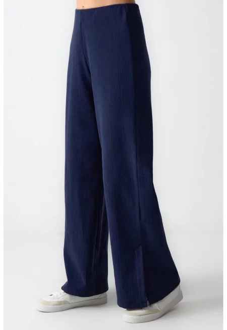 Панталон с висока талия - Тъмносин