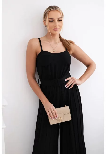 Плисиран гащеризон с тънки презрамки - Един размер