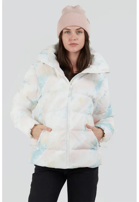 Подплатено зимно яке Amber с отделяща се качулка - Бял/Светлосин