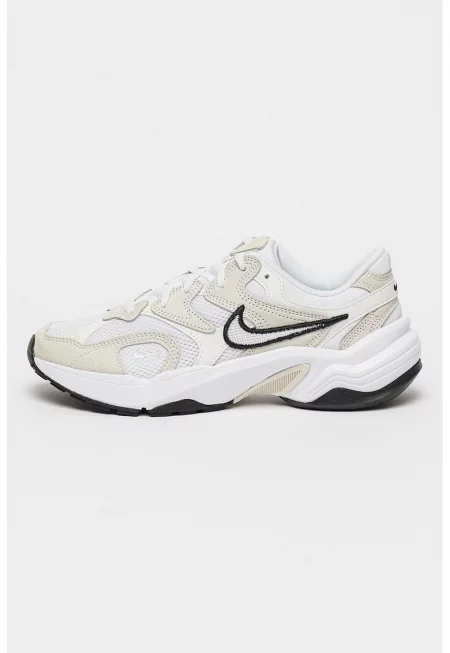 Полускосени спортни обувки AL8 с мрежа - Бял/Пепеляво сиво