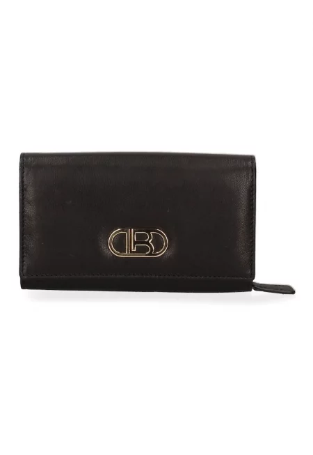 Портмоне от еко кожа с метално лого - Черен