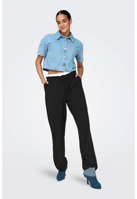 Прав панталон с джобове - Черен