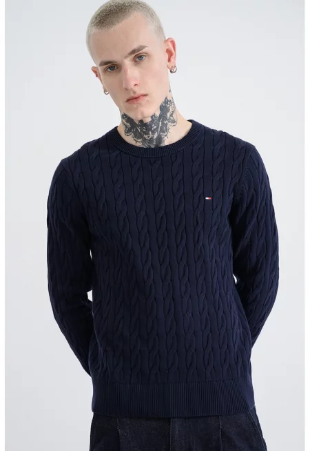 Пуловер от органичен памук с плетка осморка