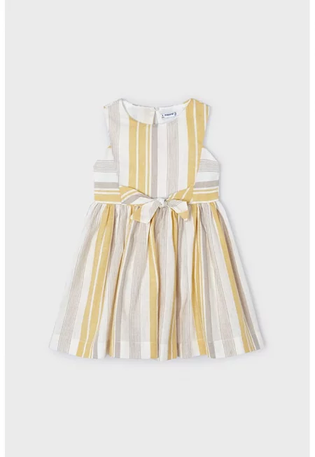 Раирана рокля с лен - лиосел и панделка отзад