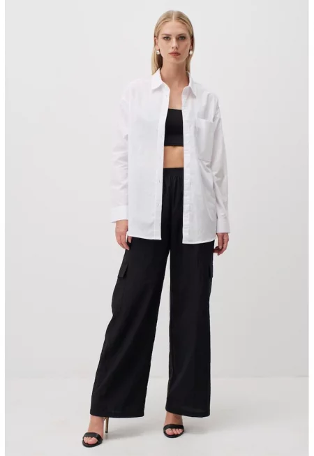 Разкроен панталон карго - Черен