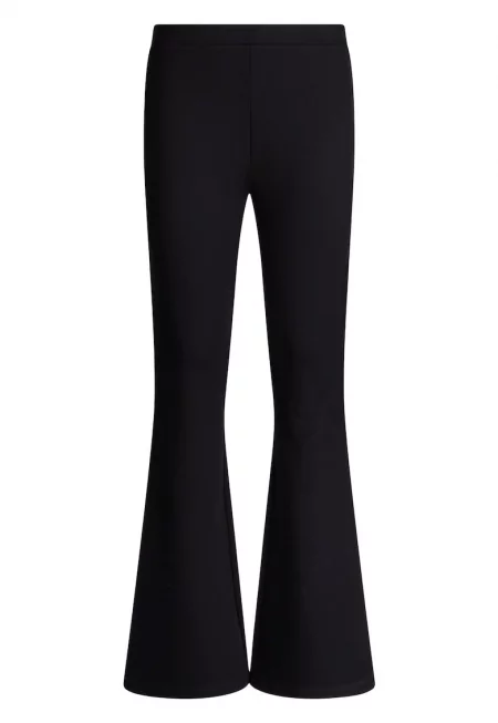 Разкроен панталон с метално лого - Черен