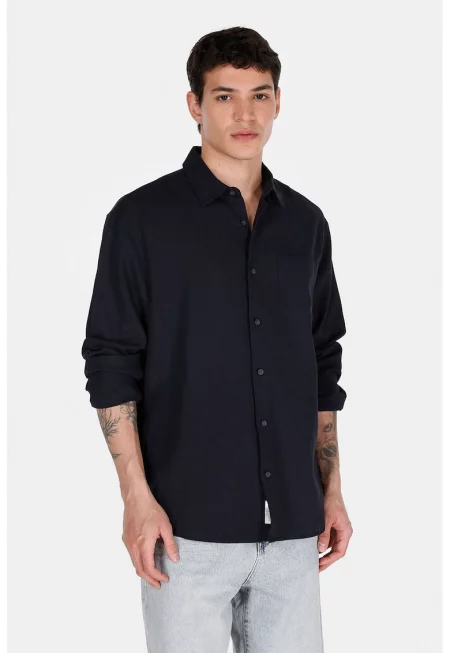 Риза с лен с дълги ръкави